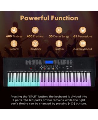 61-Key Portable Electronic Keyboard Piano with Stand and Stool