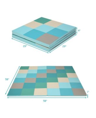 58 Inch Toddler Foam Play Mat Baby Folding Activity Floor Mat-Light Blue