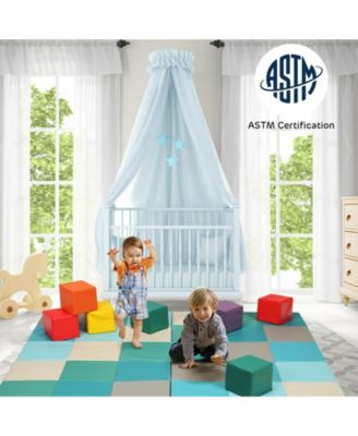 58 Inch Toddler Foam Play Mat Baby Folding Activity Floor Mat-Light Blue