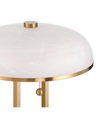 Ramses 25 1/2" High Modern Table Lamp USB Port AC Power Outlet Pull Chain Gold Metal White Alabaster Dome Shade Charging