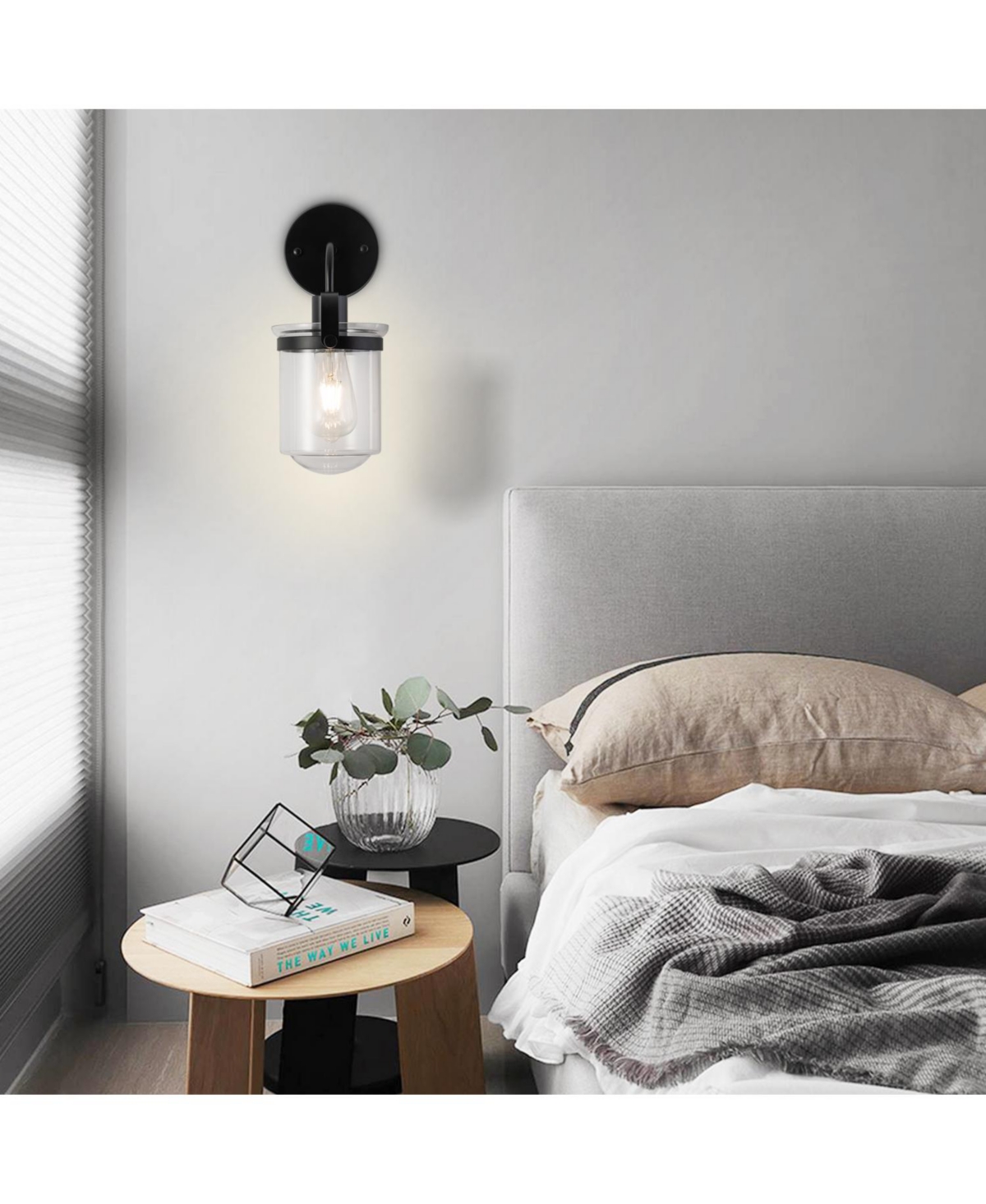 Slickblue 1-Light Wall Lamp with Clear Glass Shade, Modern Industrial Sconce, Stylish Indoor Light Fixture for Bathroom, Living Room, Bedroom