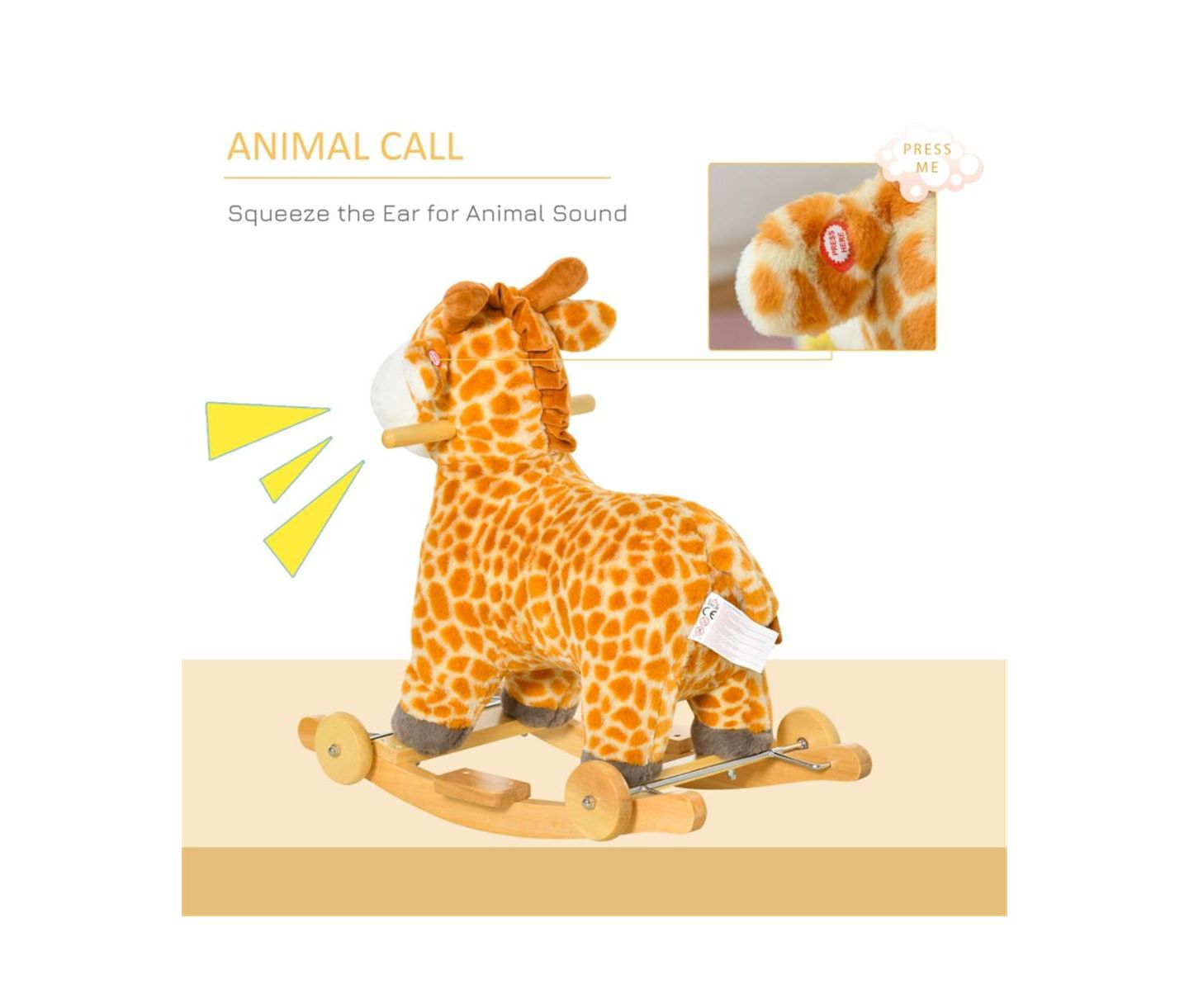 Детская игрушка Slickblue Durable Baby Rocking Horse for Children Aged 3 to 6 Years Safe and Fun Ride-On Toy, цвет: Жёлтый — фото 4