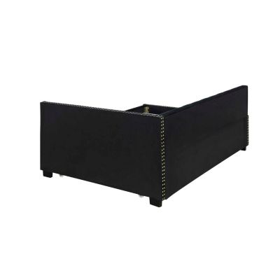 Twin Daybed Bed Frame with Trundle, Black Velvet