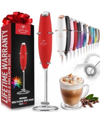 Handheld Milk Frother Stainless Steel Single Whisk with Stand