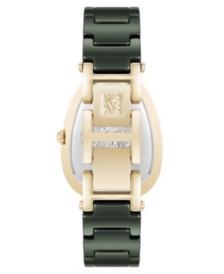 Women's Quartz Estate Green Ceramic and Gold-Tone Alloy Metal Bracelet Watch, 36mm