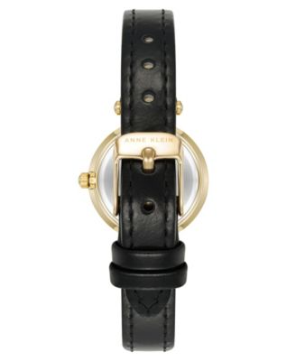 Women's Quartz Black Essential Leather and Gold-Tone Alloy Metal Strap Watch, 26mm