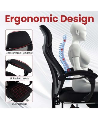 Ergonomic Mesh Office Chair with Footrest Height-Adjustable & Tilting Backrest