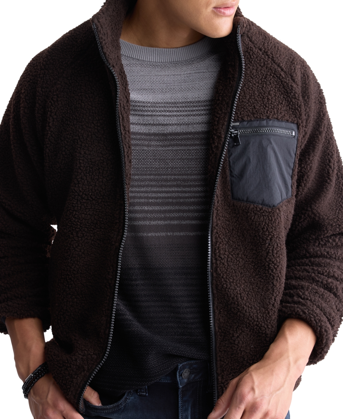 Buffalo David Bitton Men's Jaik Super Fleece Zip Front Plaid Bomber Jacket