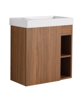 Compact Wall Vanity with Resin Sink and Soft-Closing Hinges