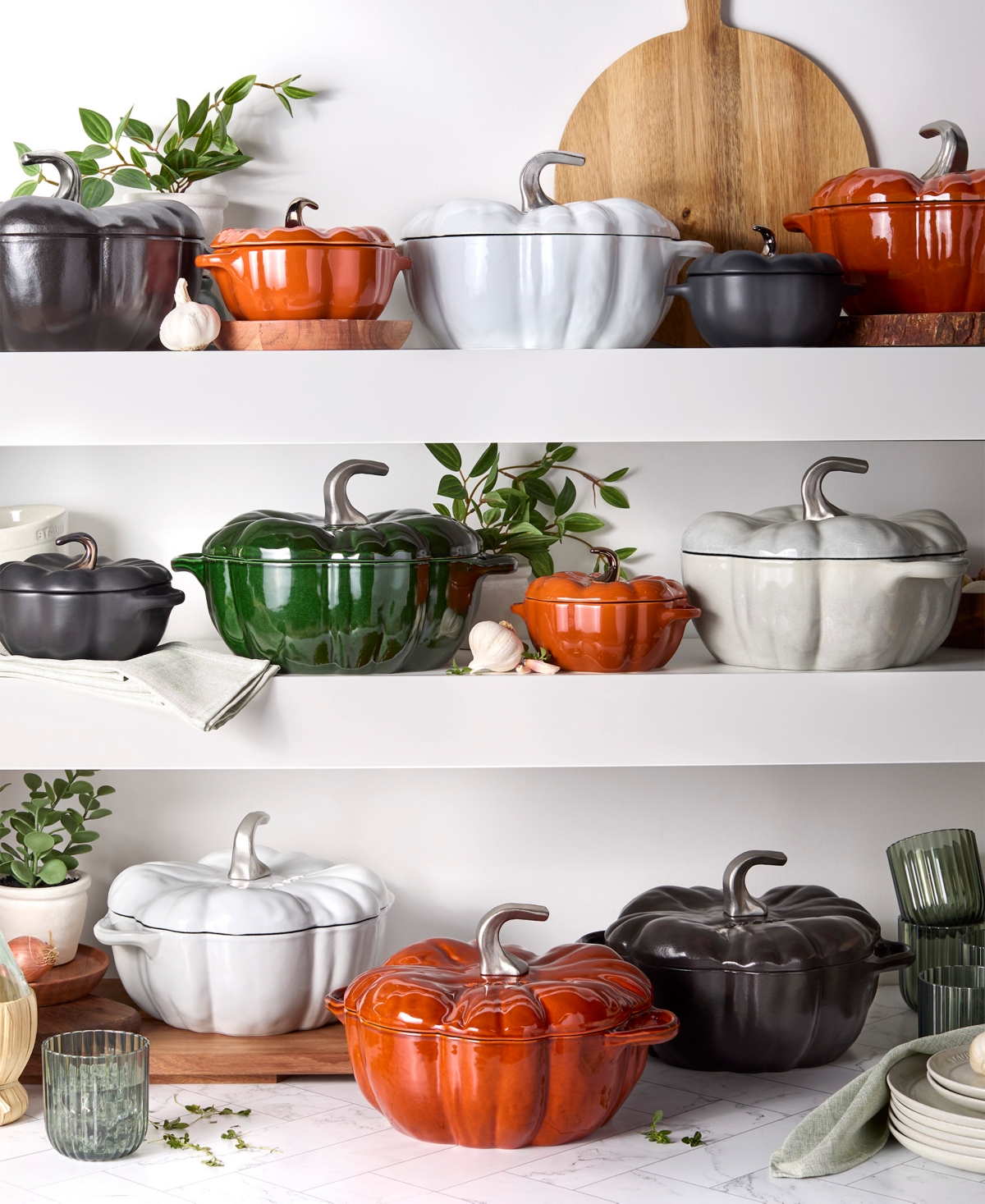 Staub Enameled Cast Iron 3.5 Qt. Basil Pumpkin Cocotte In Green