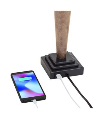 Fernbank 23 1/2" High Small Farmhouse Rustic Accent 3-Way Table Lamps Set of 2 USB Port Brown Bronze Finish Metal Charging