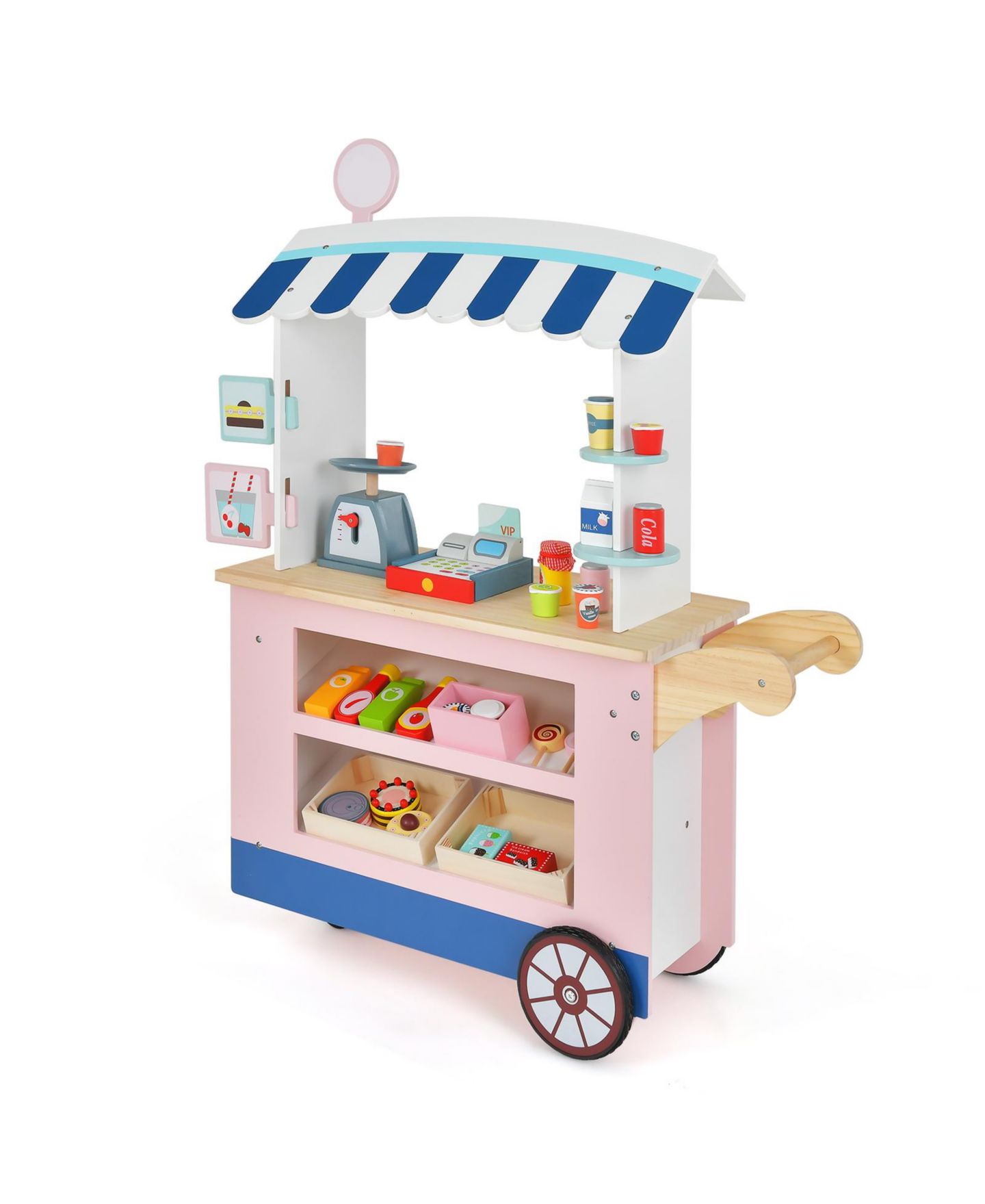 Детские игрушки HONGGE Interactive POS Machine and Play Scale 30-Piece Toy Cart Play Set, Ages 3+ — фото 3