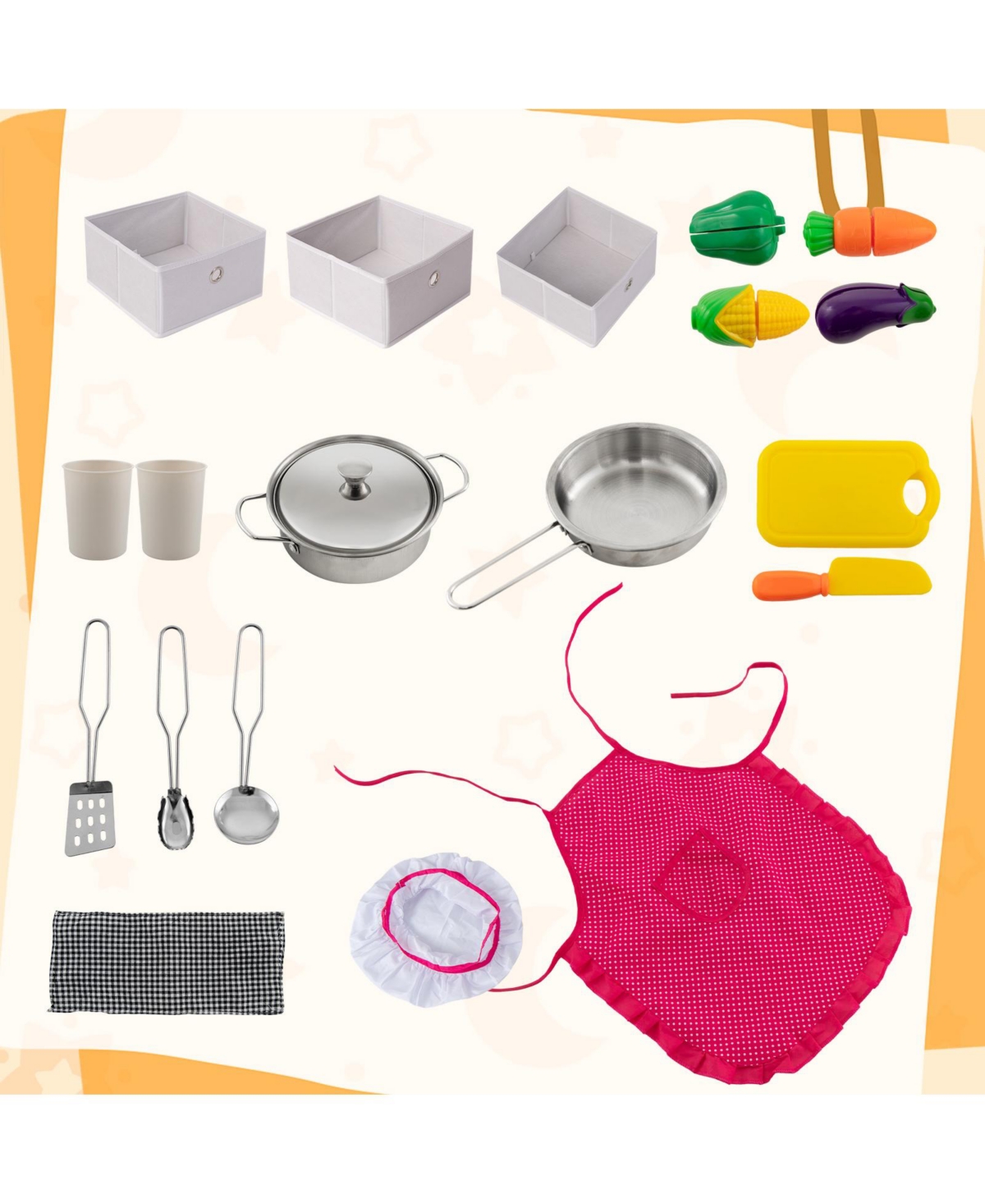 Hongge Wooden Kids Play Kitchen Playset with Realistic Lights and Sounds