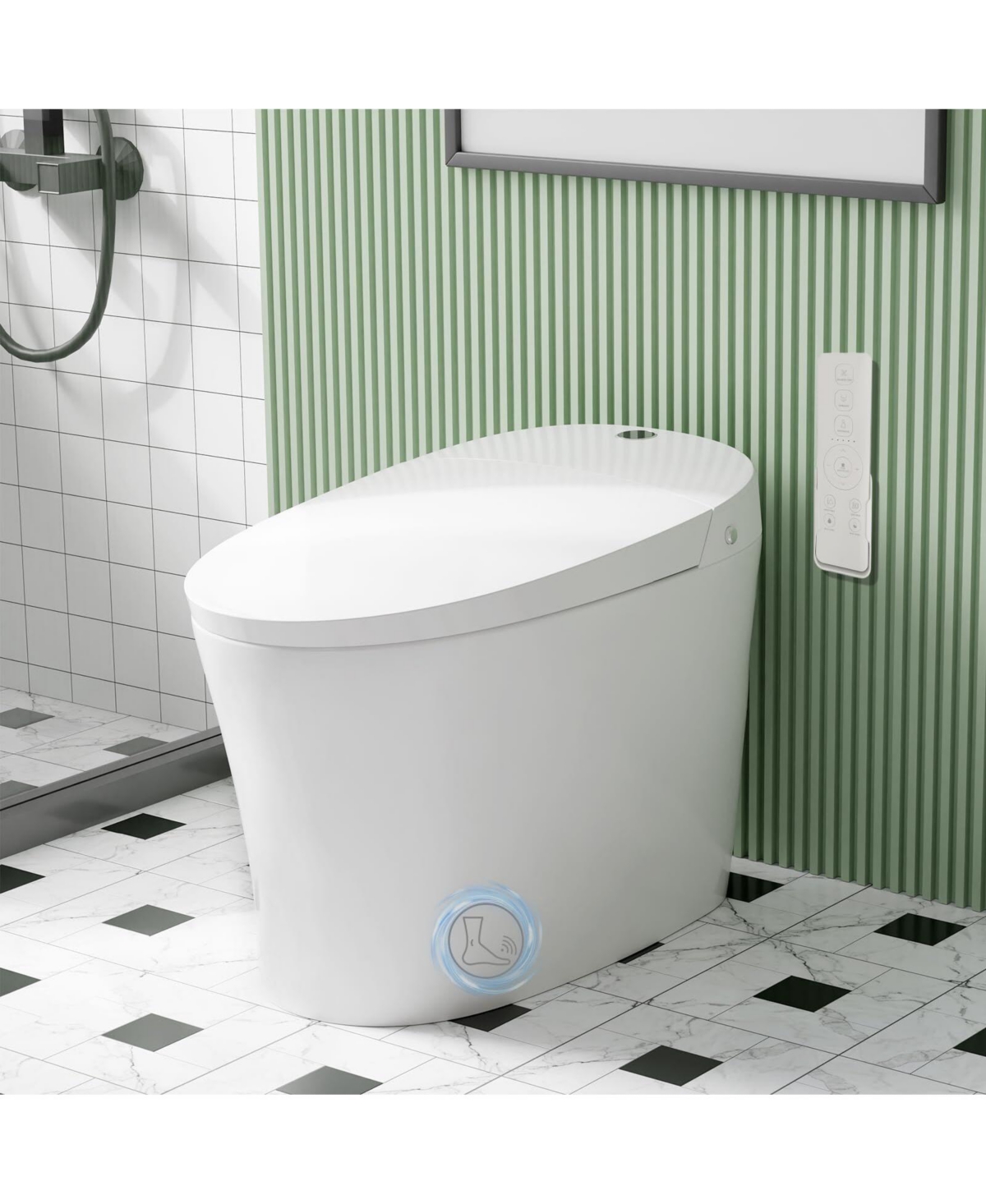 Smart Toilet,One Piece Bidet Toilet for Bathrooms,Elongated Toilet With Warm Water,Foot Sensor Operation,Dual Auto Flush,Heated Bidet Seat,Nigh