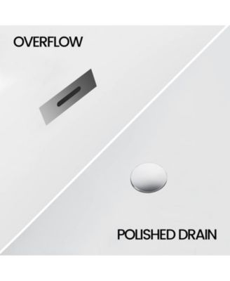 66" Acrylic Freestanding Bathtub, Square Contemporary Soaking Tub with Chrome Drain & Linear Overflow, CUPC Certified