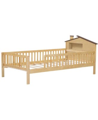 Twin Platform Bed with House Headboard and Storage
