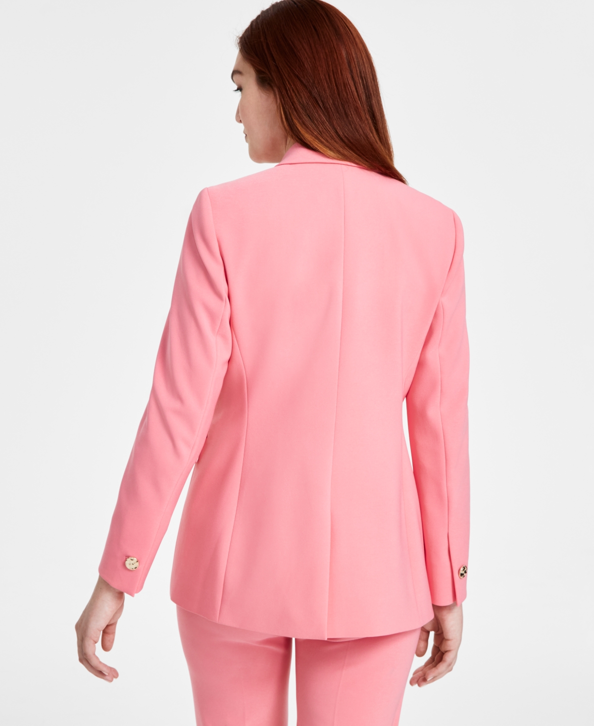 Shop Anne Klein Women's One-button Peak-lapel Blazer In Pink Dahlia