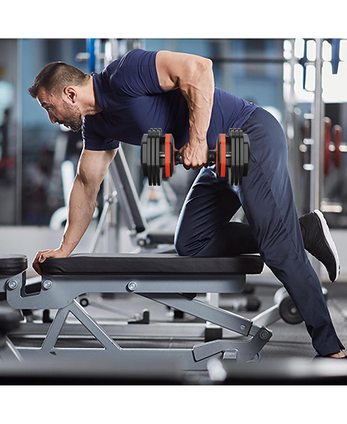 Slickblue 55LB 5-in-1 Adjustable Dumbbell, Anti-Slip Metal Handle for Full-Body Home Gym Workouts - Orange