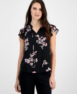 Anne Klein - Women's Ruffle-Trim Tie-Neck Blouse