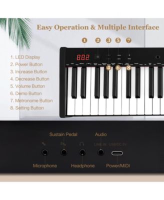 61-Key Portable Electronic Keyboard Piano Complete Digital Piano Set with Stand and Stool