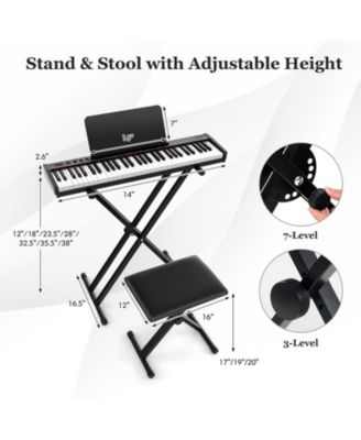 61-Key Portable Electronic Keyboard Piano Complete Digital Piano Set with Stand and Stool