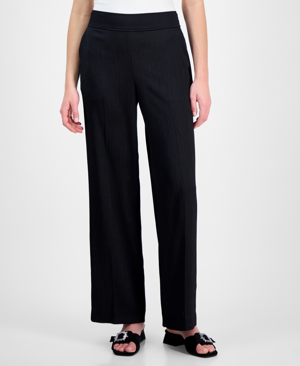 Anne Klein Plus Womens High Rise Pull On Flare Jeans In Anne Black