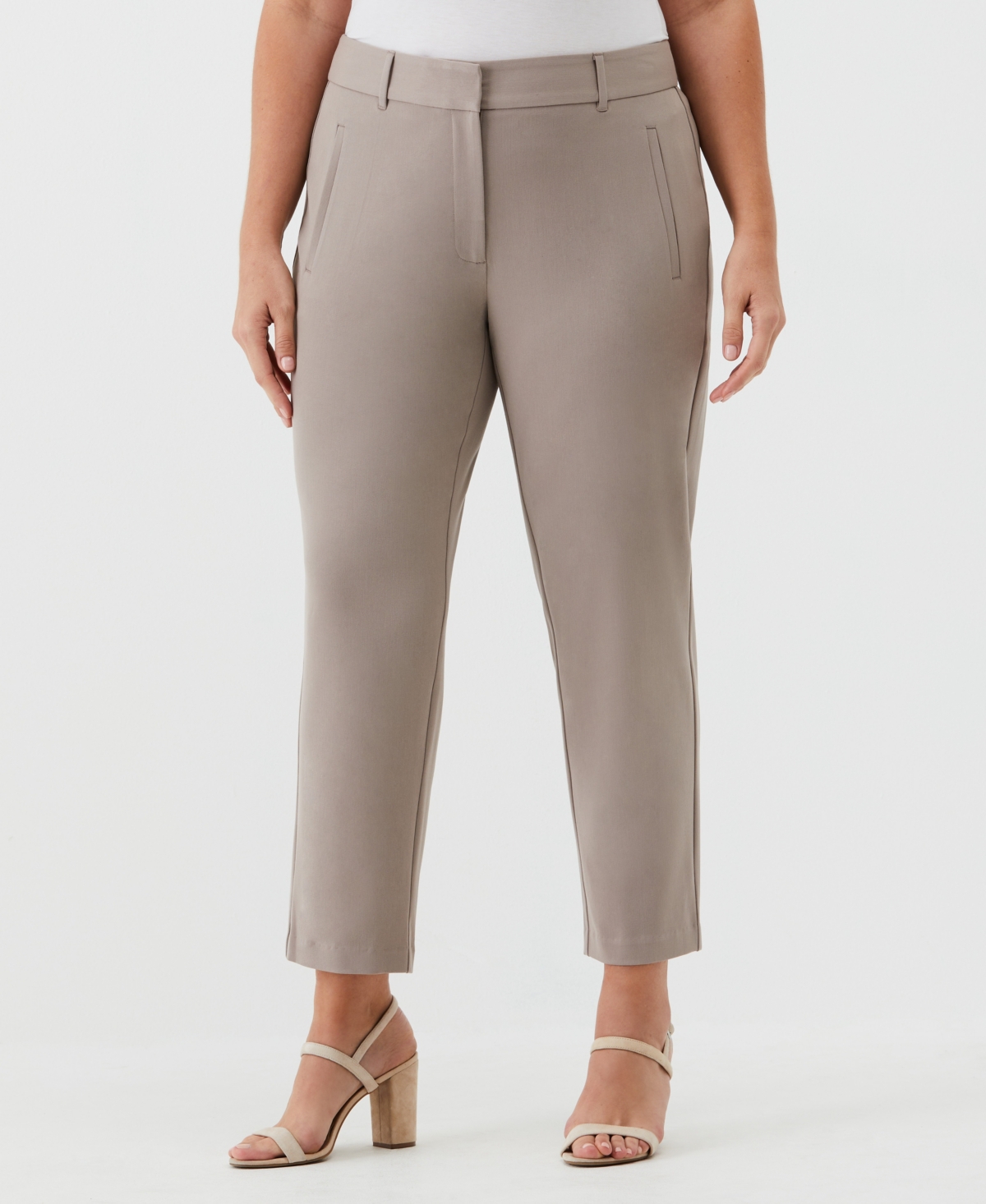 Rafaella Plus Size Straight Leg Ankle Pants In Summer Straw