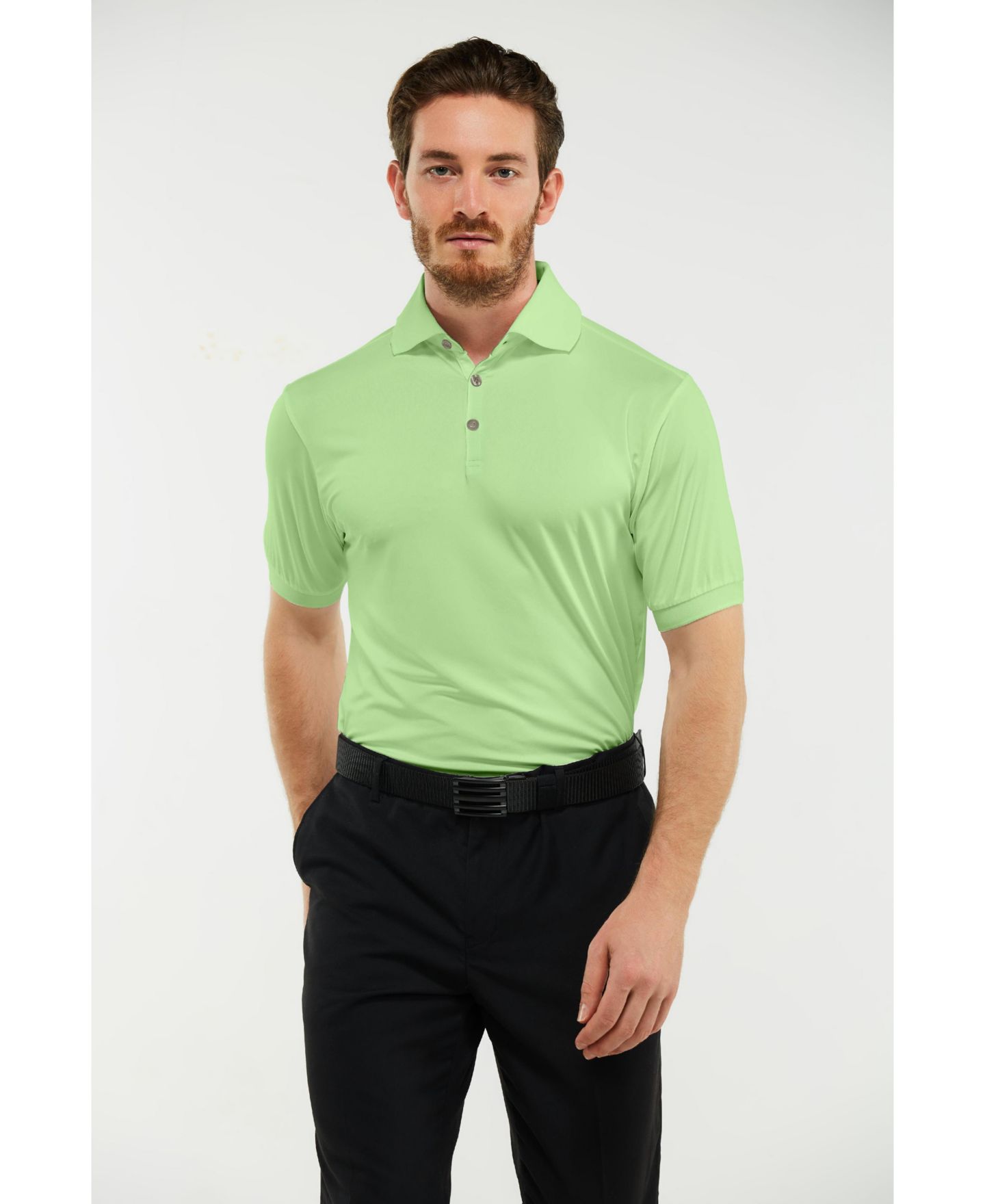 Мужское поло Mio Marino Lightweight Performance Stretch Golf Polo Shirt, Breathable Fit, цвет: Лаймовый зелёный — фото 12