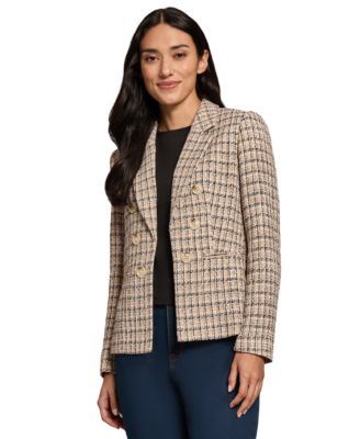 Jones New York - Women's Faux-Double Breasted Plaid Jacket
