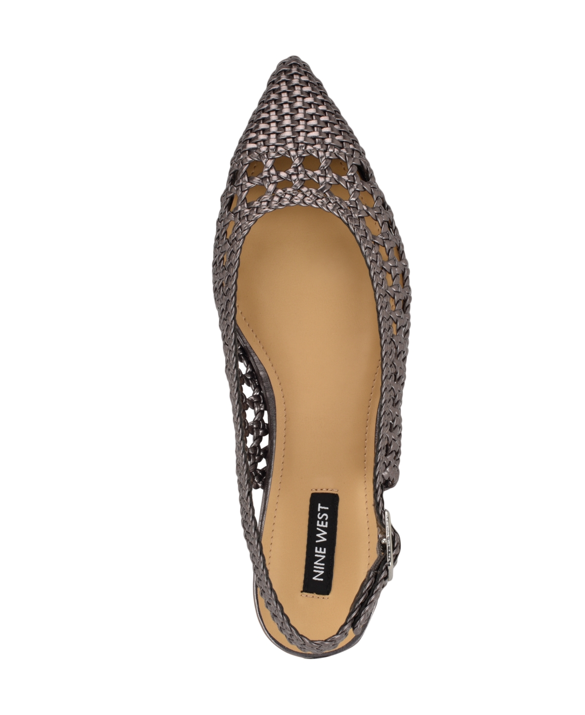 Shop Nine West Women's Soel Woven Slingback Dress Flats In Pewter