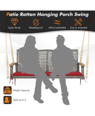 2-Person Patio Wicker Hanging Swing Chair