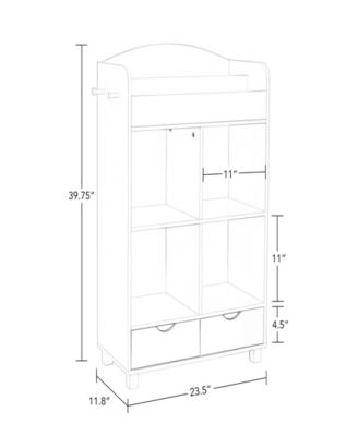 Book Nook Collection Kids Cubby Storage Cabinet with Bookrack