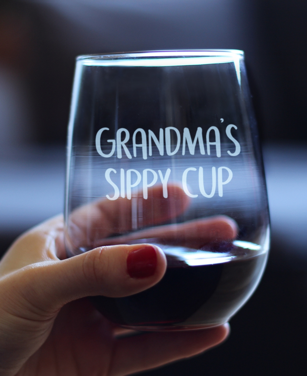 Bevvee Grandma's Sippy Cup Stemless Wine Glass In Clear