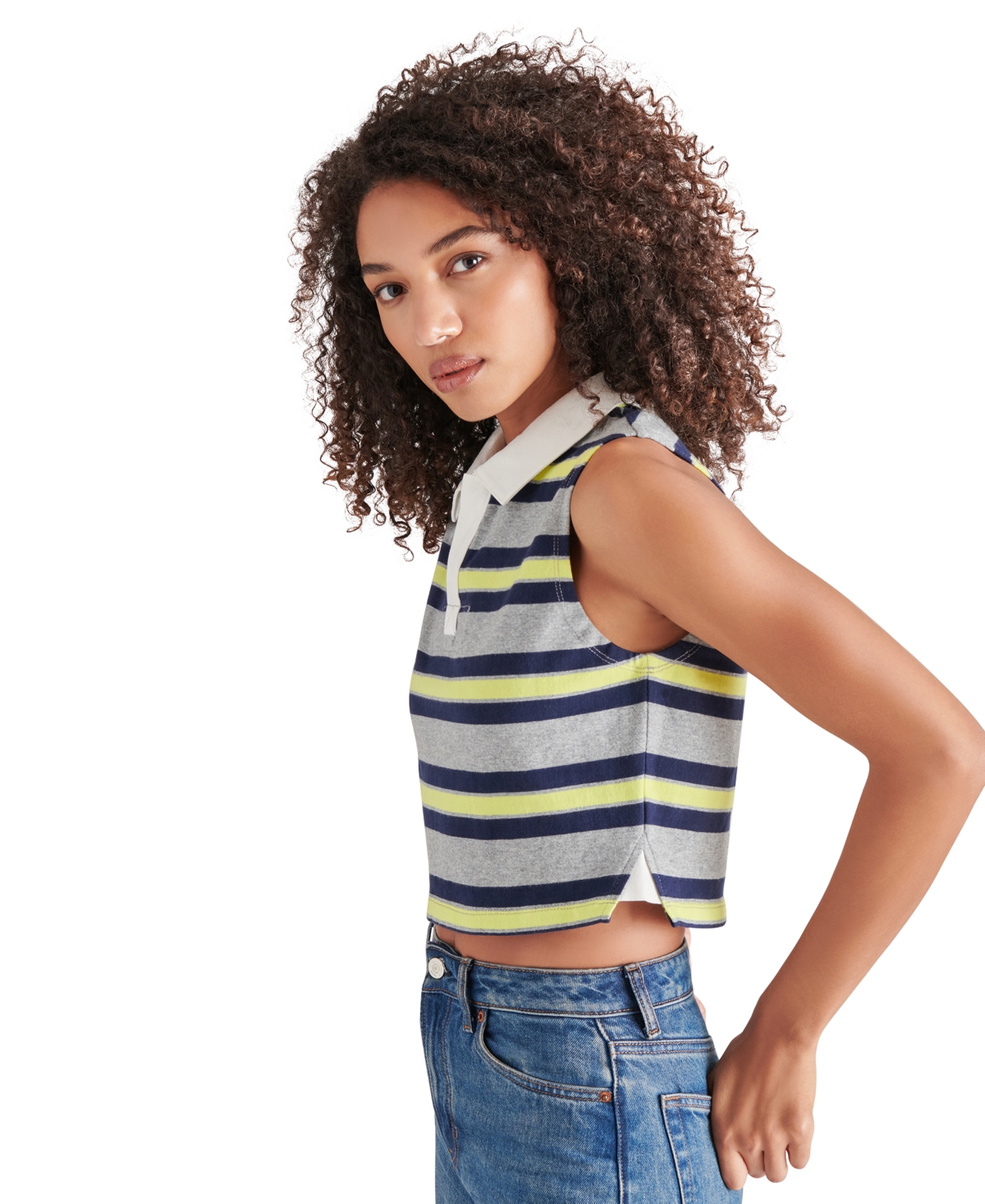Steve Madden Women's Ryland Cropped Rugby Top In Grey Heather