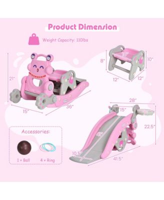 4-in-1 Rocking Horse and Slide Set Toddler Slide Toy with Basketball Hoop