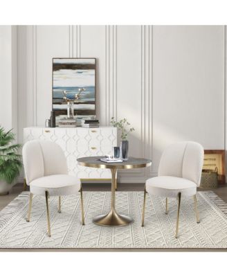 Teddy Set of 2  Fabric Adjustable Foot Nails Upholstered Seating  Dining Chair