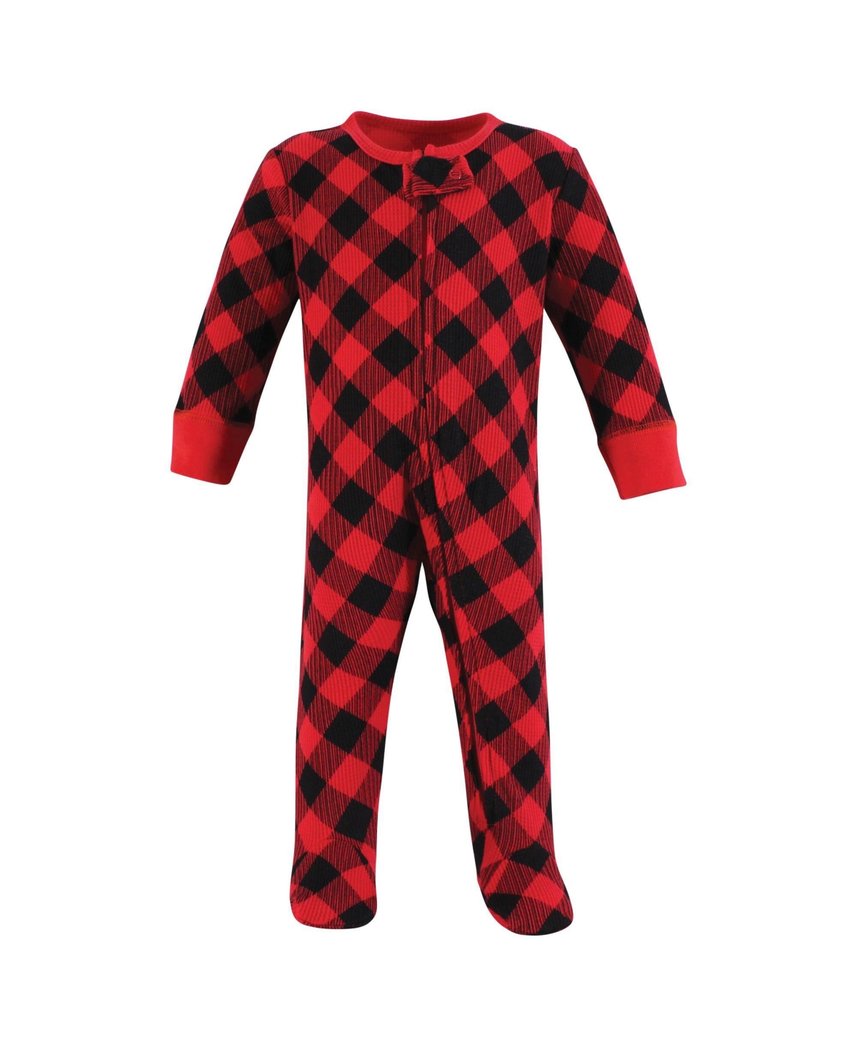 Hudson Baby Baby Girls Thermal Zipper Sleep and Play 2pk, 0-3 Months - Buffalo plaid leopard
