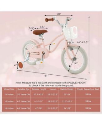 12/14/16/18 Inch Kids Bike with Training Wheels for Boys Girls Ages 3-8 Years