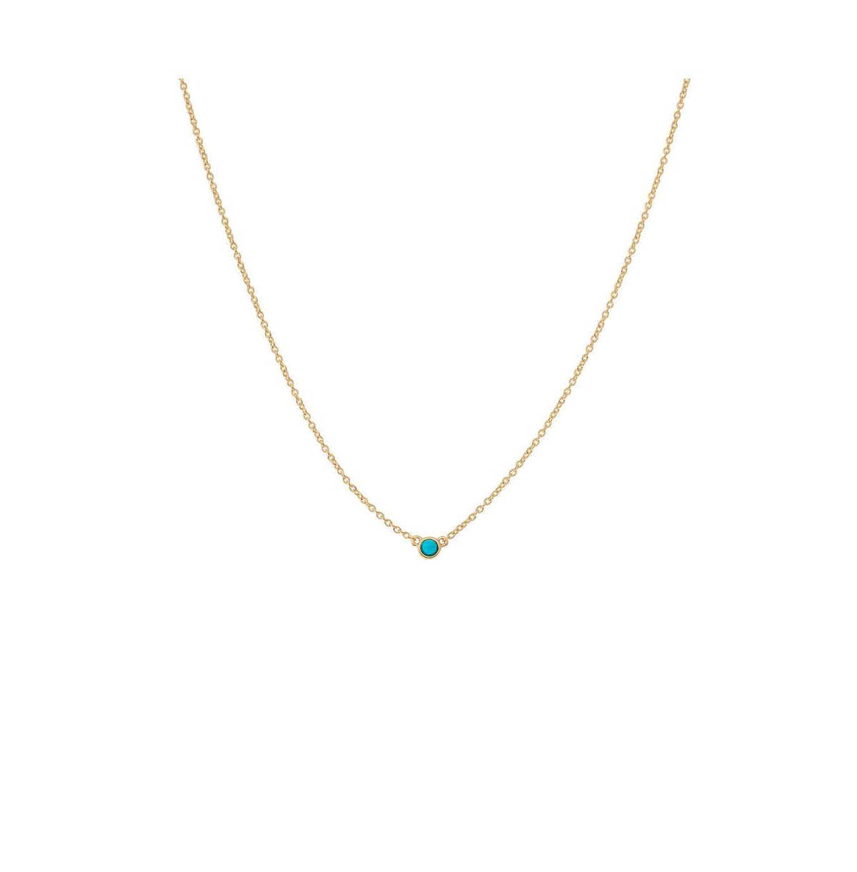 Turquoise Bezel Pendant Necklace 14K - 14k gold