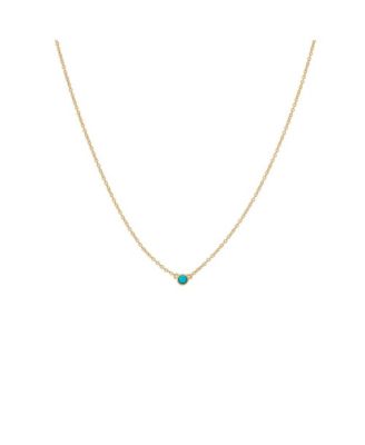 Turquoise Bezel Pendant Necklace 14K
