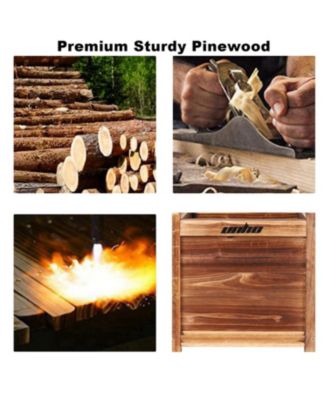 Wood Planter Box Outdoor Garden Rectangular Planter Flowers Box Raised Bed