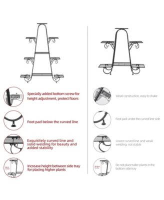 9 Tier Metal Garden Plant Stand Flower Pots Display Rack Holder for Plants Black