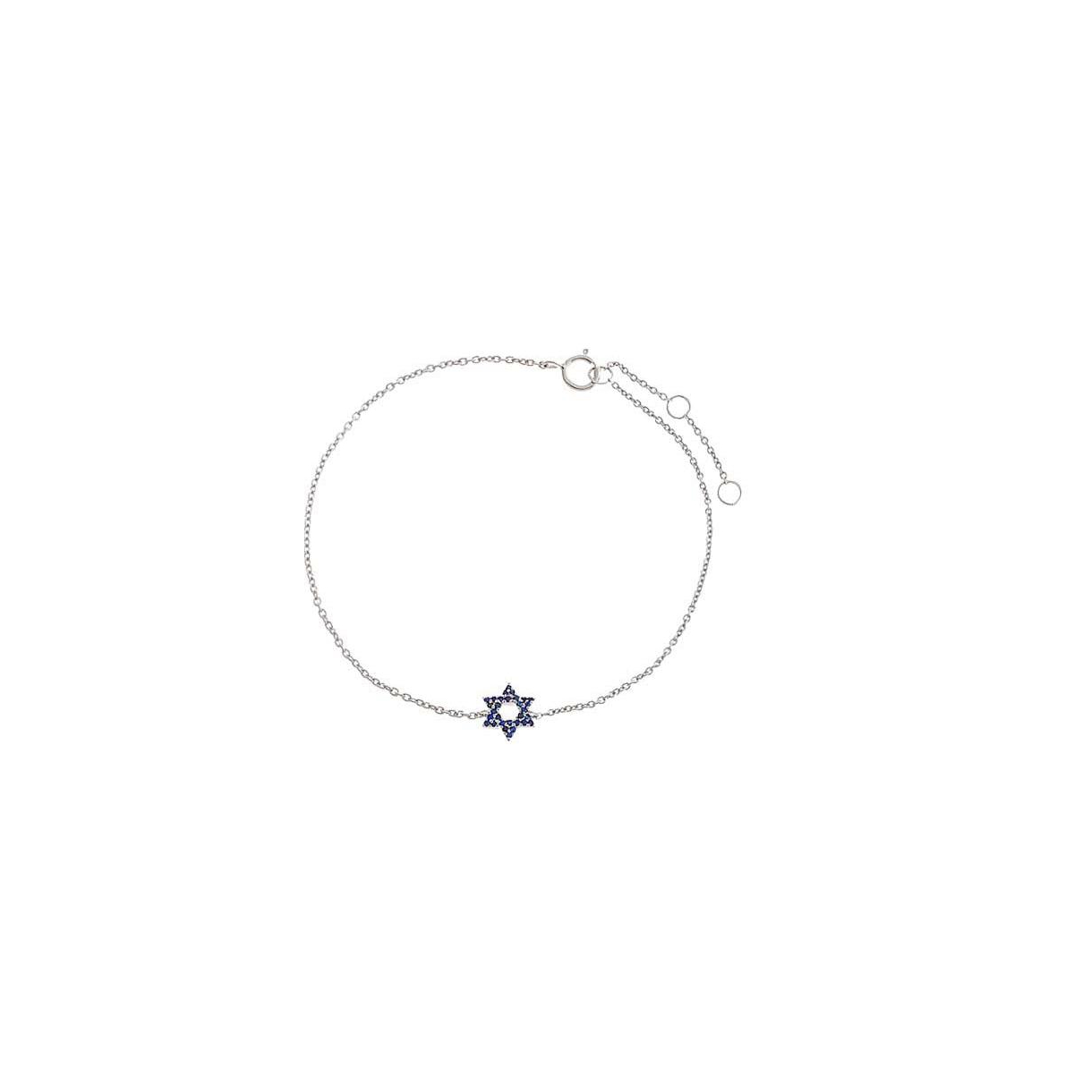 Sapphire Blue Star Of David Bracelet 14K - 14k white gold