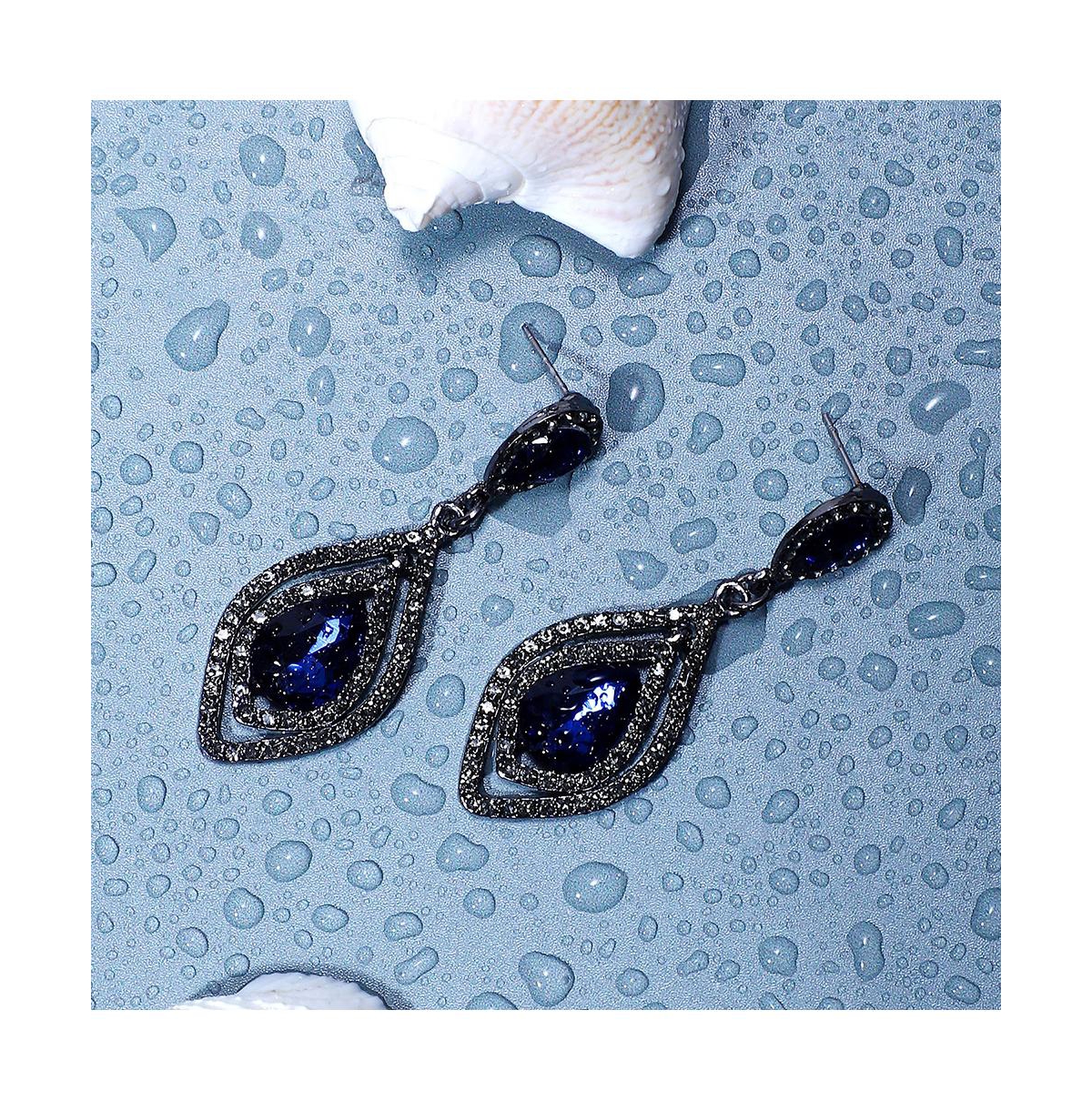 Sohi Women's Stone Drop Earrings In Blue