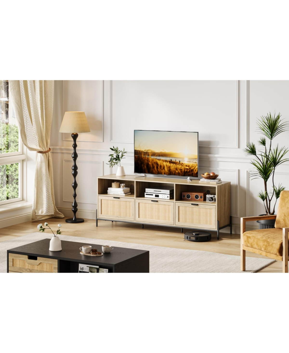 gaomon Tv Stand for Tv, Entainment Center with Open Shelf, Media Console with 3 Drawers