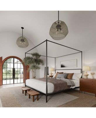 Cozumel 26 3/4" Tall Geometric Rustic Mid Century Modern Table Lamps Set of 2 Beige Living Room Off-White Shade