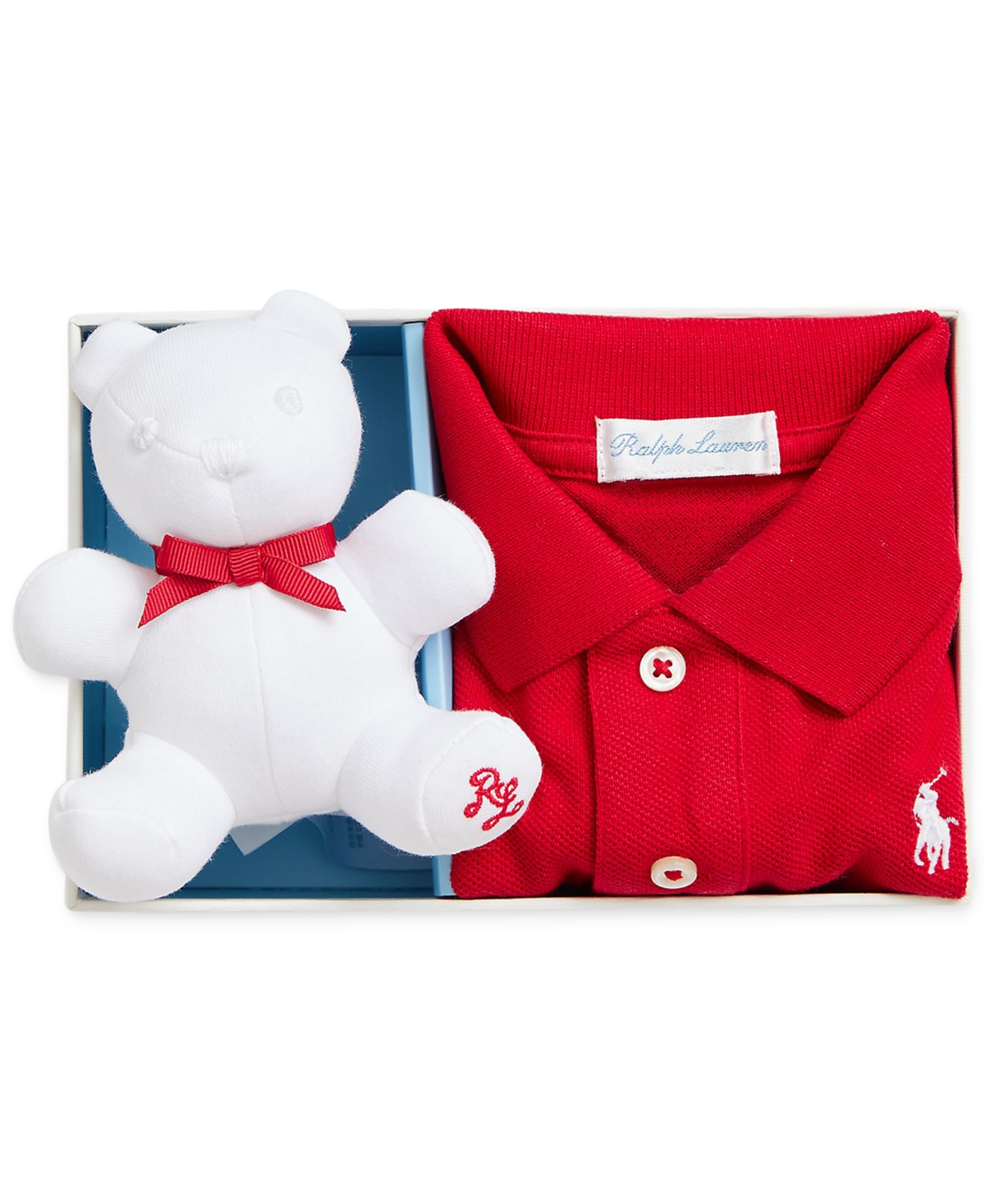 Polo Ralph Lauren Baby Boys or Girls Cotton Mesh Polo Shirt and Bear Gift Box Set
