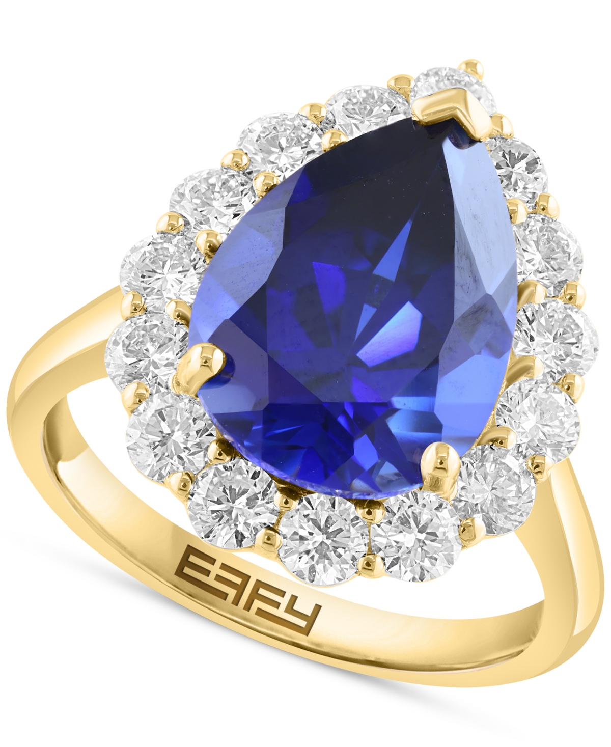 EFFY COLLECTION EFFY PEAR-SHAPE LAB GROWN BLUE SAPPHIRE (5-3/4 CT. T.W.) & LAB GROWN DIAMOND (1-1/3 CT. T.W.) HALO R 