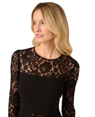 Adrianna Women's Lace-Trim Long-Sleeve Sheath Dress - Macy's