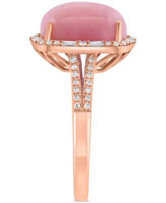 EFFY&reg; Pink Opal (4-1/2 ct. t.w.) & Diamond (1/4 ct. t.w.) Statement Ring in 14k Rose Gold